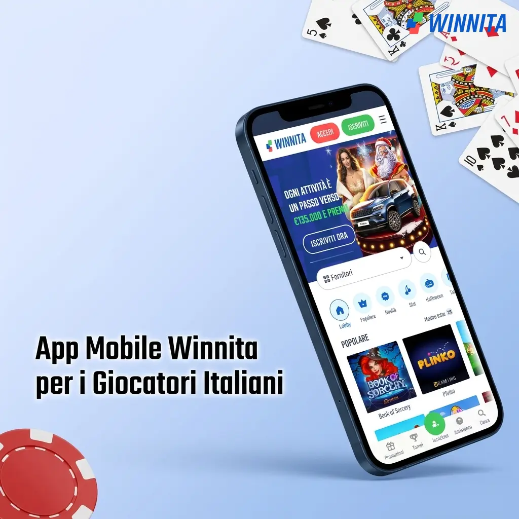 App mobile Winnita per Android e iOS con accesso a casinò, scommesse sportive e live casino su qualsiasi schermo