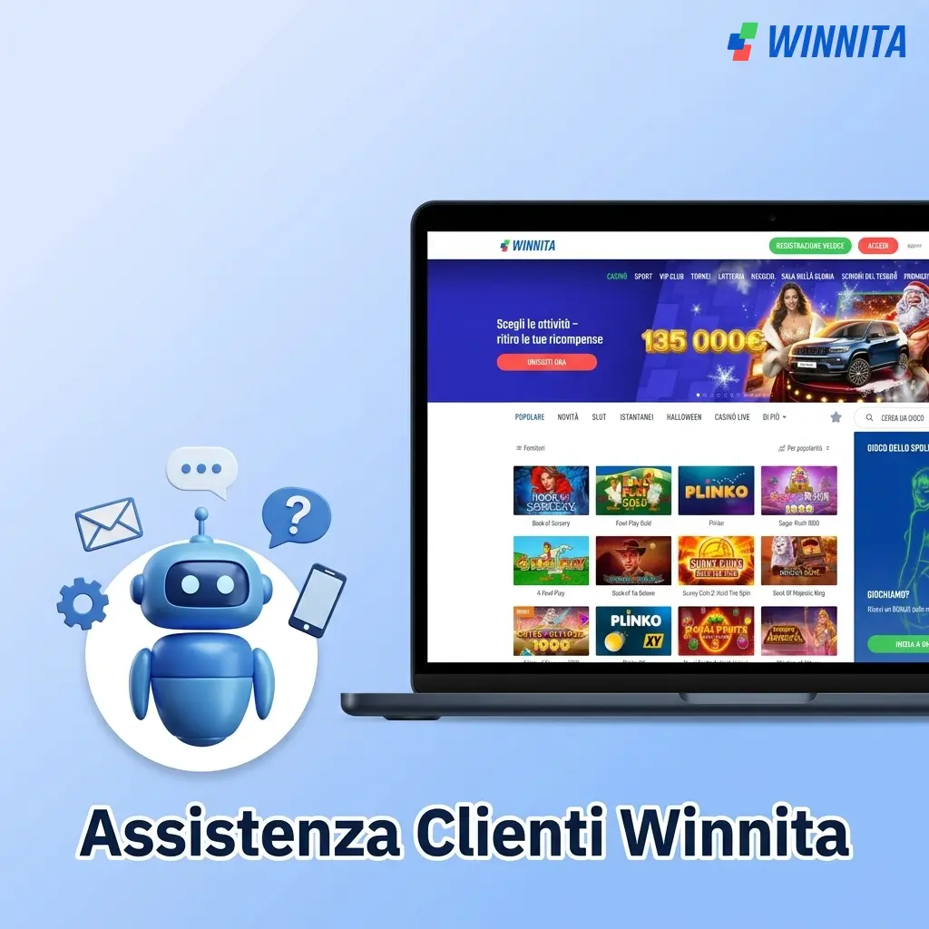 Team di supporto Winnita disponibile 24/7 tramite live chat, email e FAQ per giocatori italiani