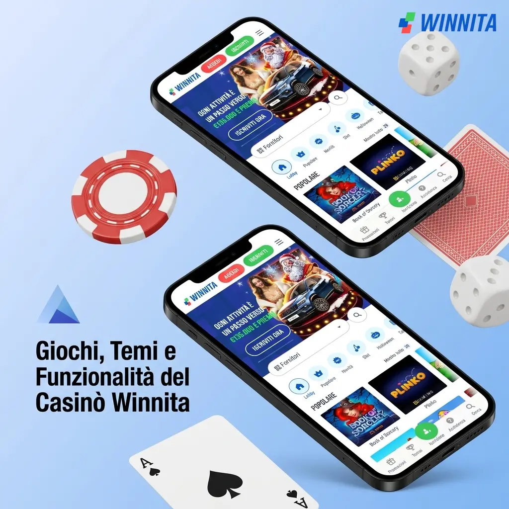 Interfaccia app Winnita con slot, giochi da tavolo live e jackpot da provider come Pragmatic Play ed Evolution Gaming