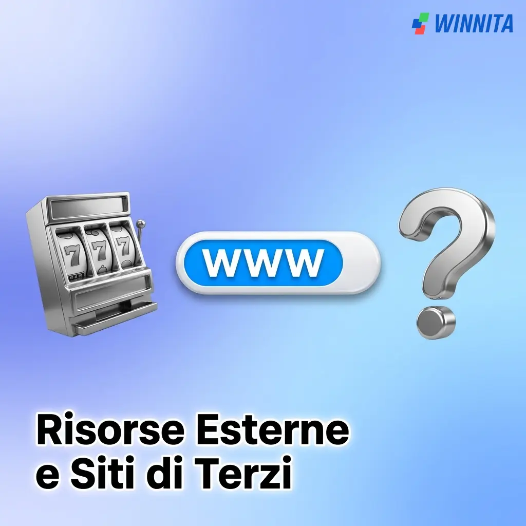 Icona di link esterno con avviso privacy per siti di terzi su piattaforma Winnita